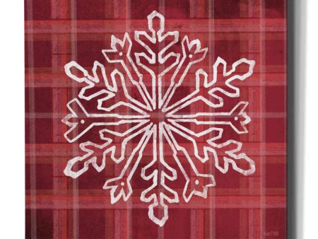 Red Plaid Snowflakes  by House Fenway, Canvas Wall Art For Cheap