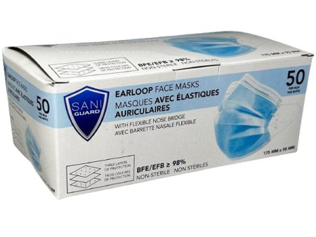 Sani Guard Pro - Face Mask Blue Earloop 50X50 Ct - Canadian Distribution Fashion