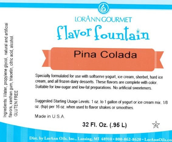 Pina Colada Flavor 6 x 32 oz Bottle - Ice Cream and Beverage Flavors - LorAnn Oils - Canadian Distribution Online Sale