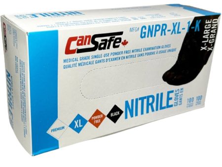 Cansafe - Nitrile Black Xlarge Gloves Powder Free 10X100 Ea - Canadian Distribution Supply