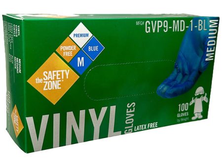 Safety Zone - Blue Vinyl Gloves Powder Free Medium 10X100 Ea - Canadian Distribution For Cheap