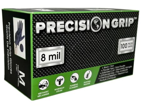 Precision Grip - Nitrile Medium  Gloves Powder Free 8Mil Black 10X100 Ct - Canadian Distribution Online now