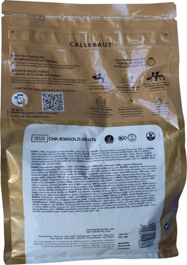 Callebaut - White Chocolate Callets - GOLD - Caramel Taste For Sale